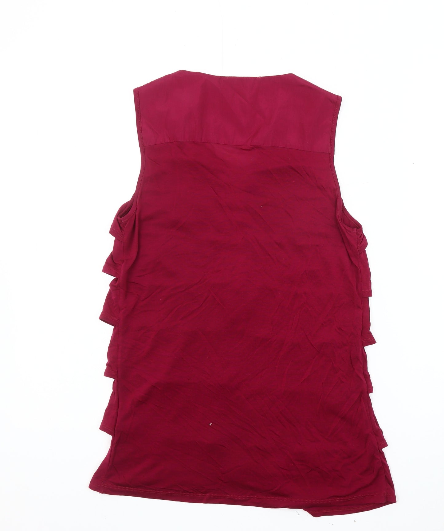 Reiss Women's Red Sleeveless Ruffle Blouse S