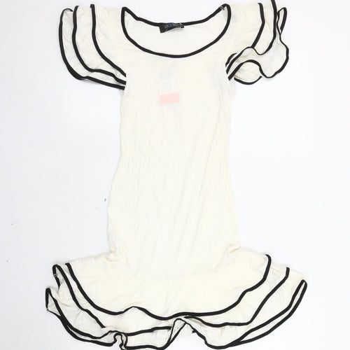 Smoovet Women's White Dress S/M with Ruffle Sleeves