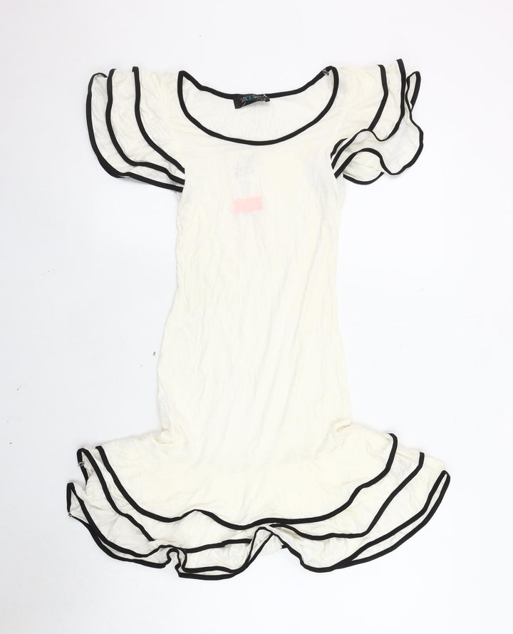 Smoovet Women's White Dress S/M with Ruffle Sleeves