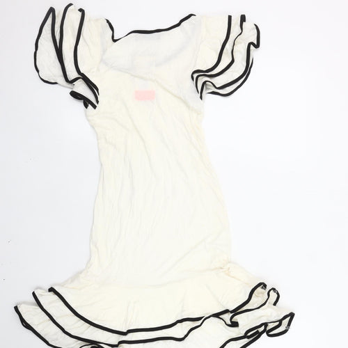 Smoovet Women's White Dress S/M with Ruffle Sleeves