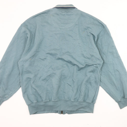 Damart Men's Blue Argyle Full Zip Sweatshirt M