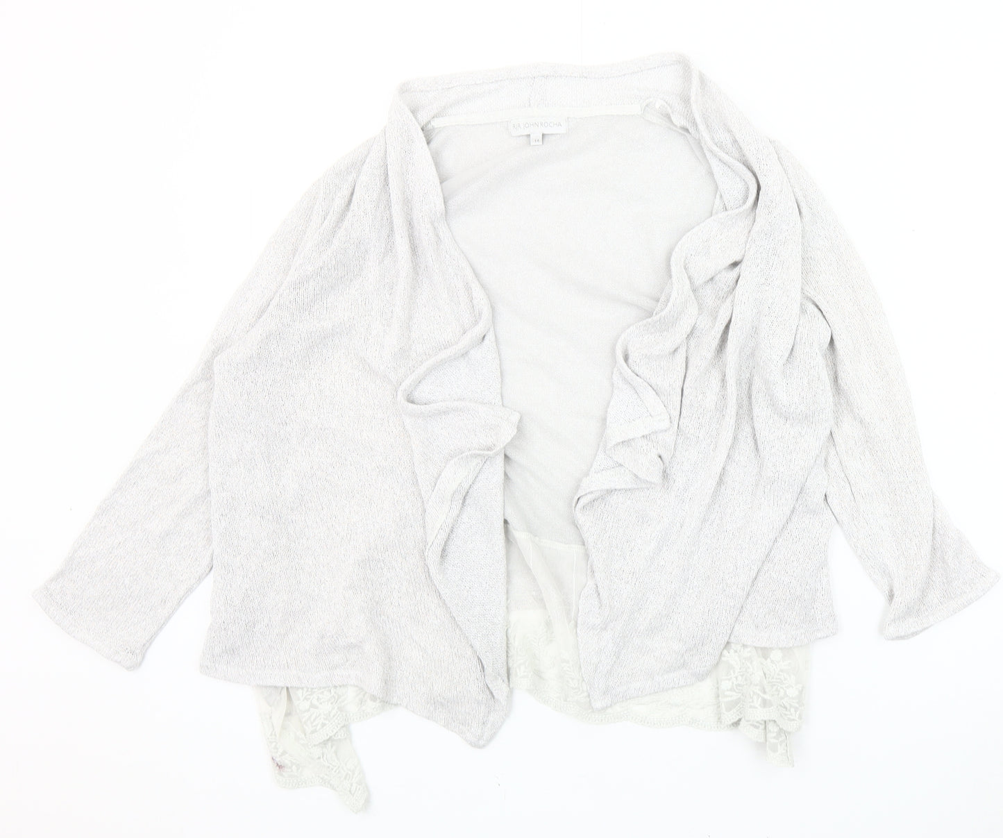 RJR John Rocha Women's White Open Front Cardigan Size 14