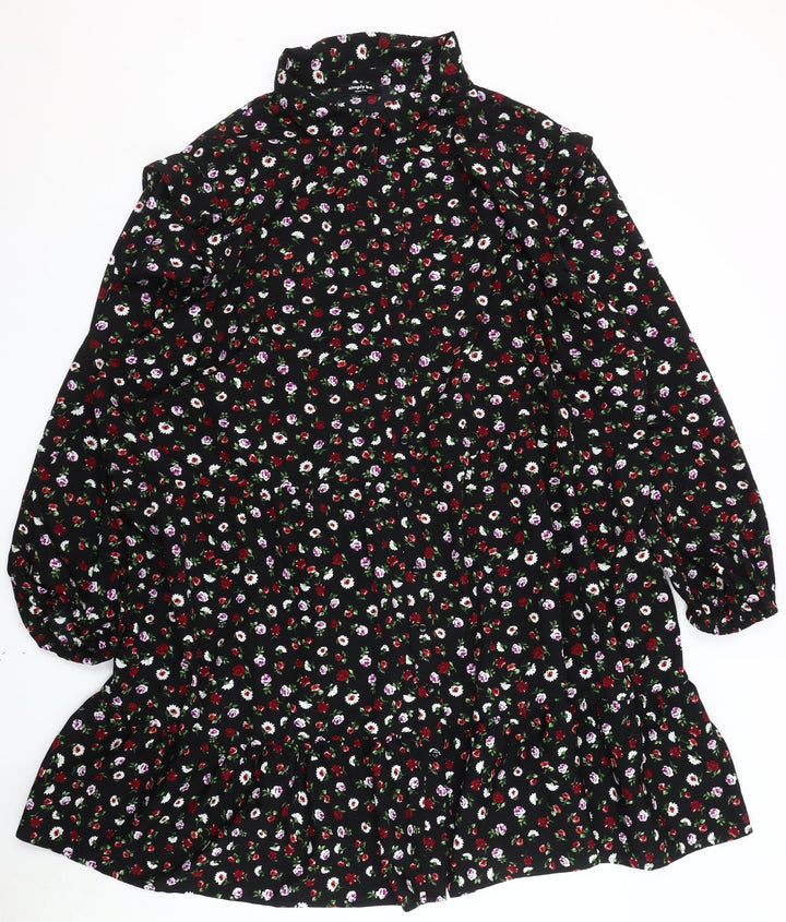Simply Be Women's Plus Size Black Floral Dress