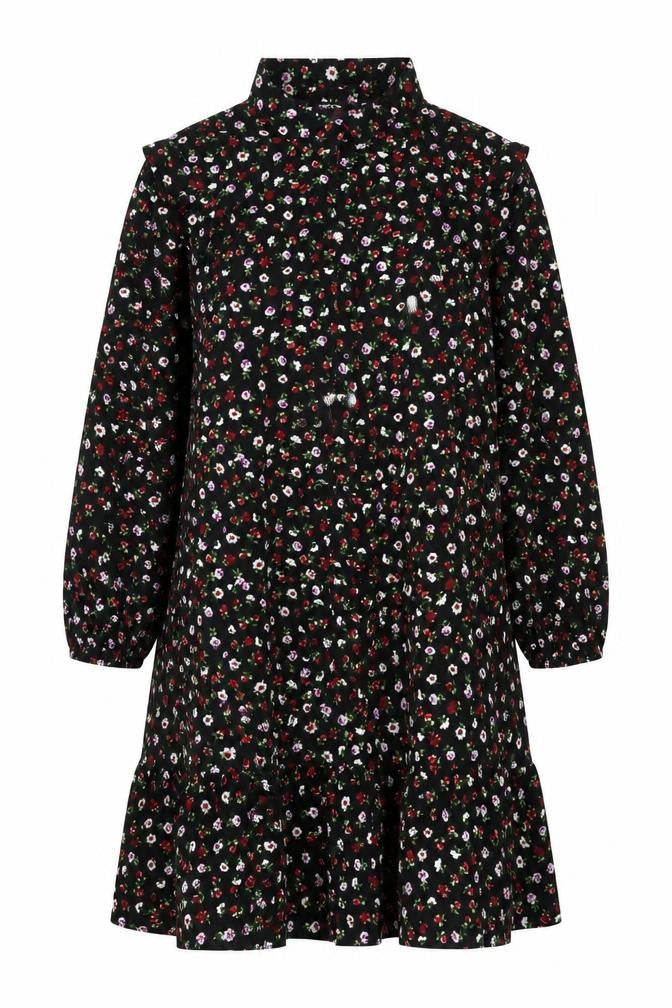 Front view of Simply Be Women's Plus Size Black Floral Dress