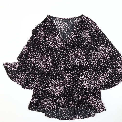 Blue Vanilla Women's Black V-Neck Top Size 8
