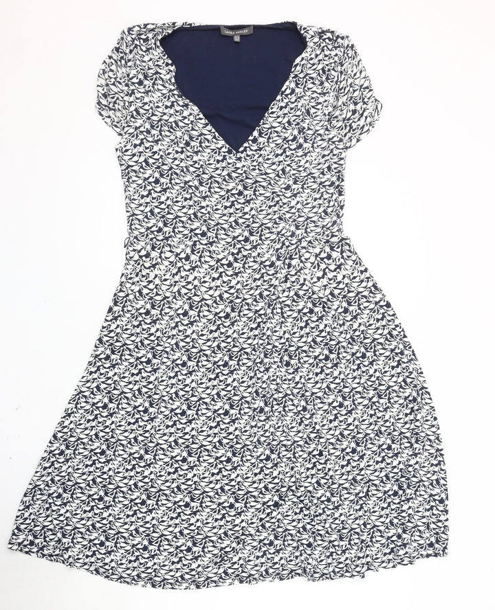 Laura Ashley Women's Blue Floral A-Line Dress, Size 12