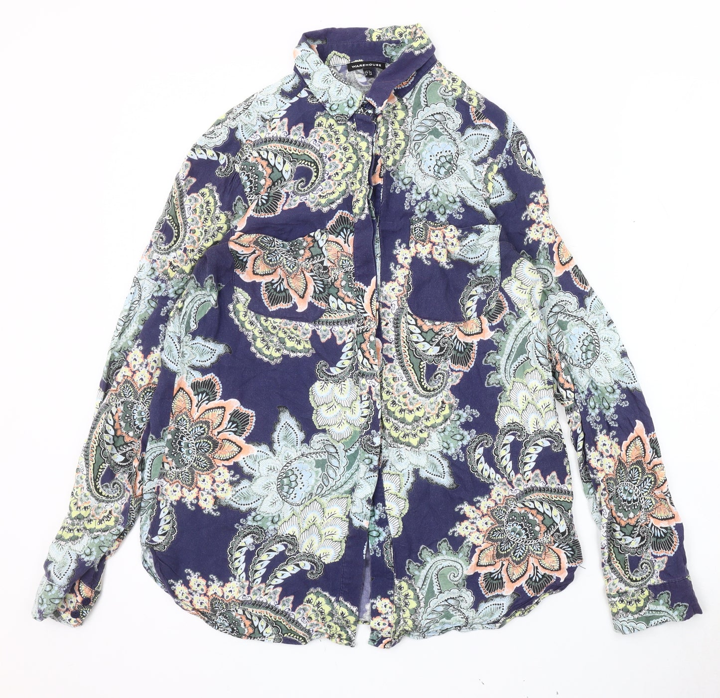 Warehouse Women's Paisley Blouse Size 8 Multicoloured