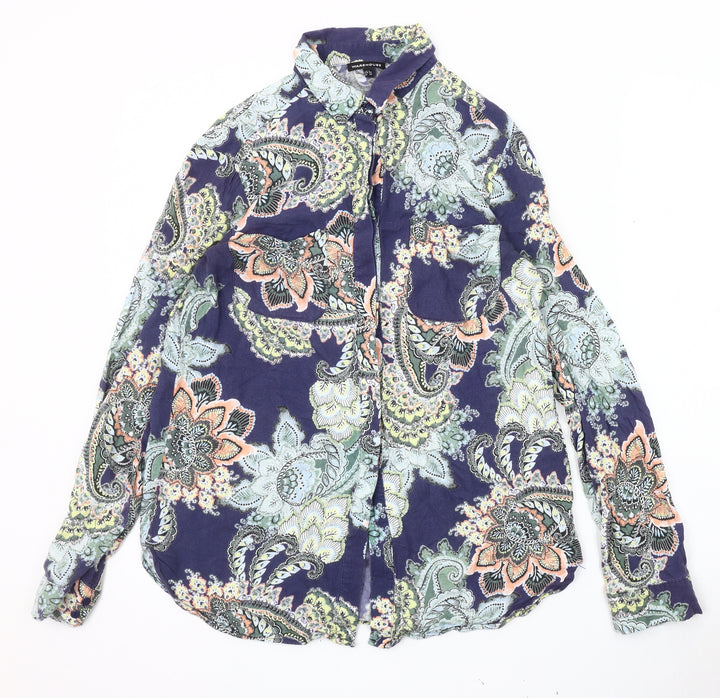 Warehouse Women's Paisley Blouse Size 8 Multicoloured