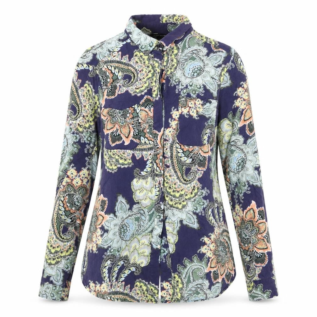 Front view of Warehouse Women's Paisley Blouse, size 8, Multicoloured