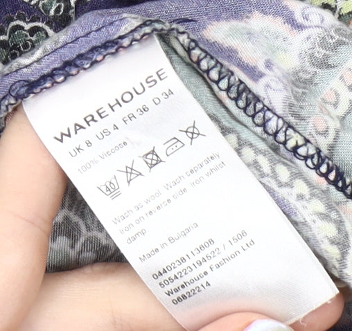 Warehouse Women's Paisley Blouse Size 8 Multicoloured