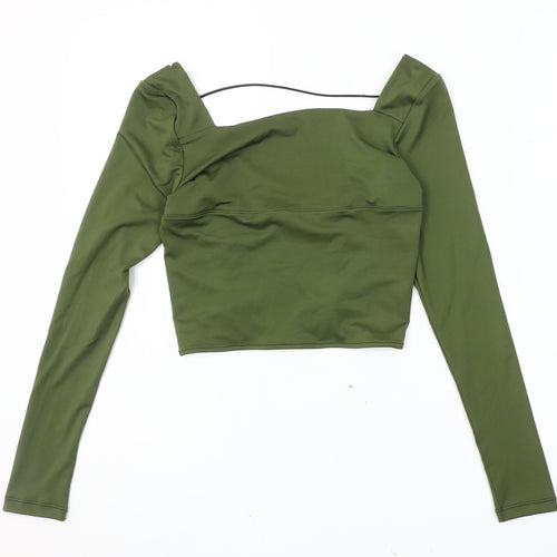 Remass Green Cropped Square Neck Blouse - One Size