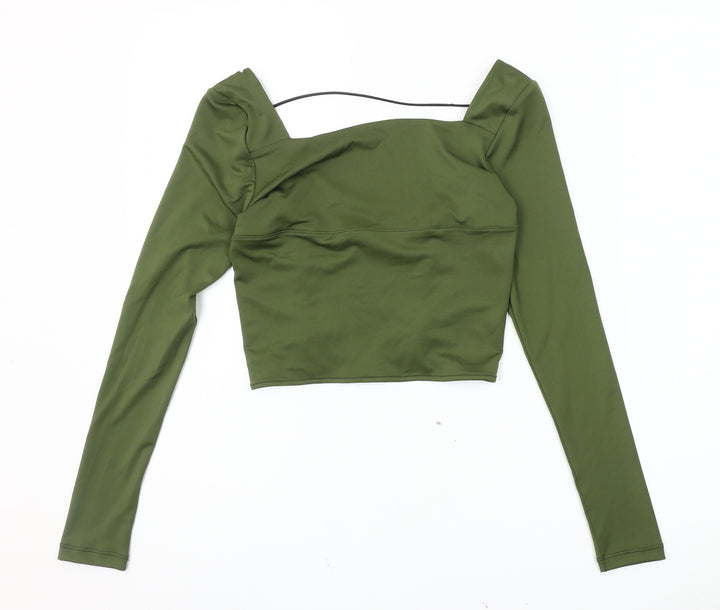 Remass Green Cropped Square Neck Blouse - One Size