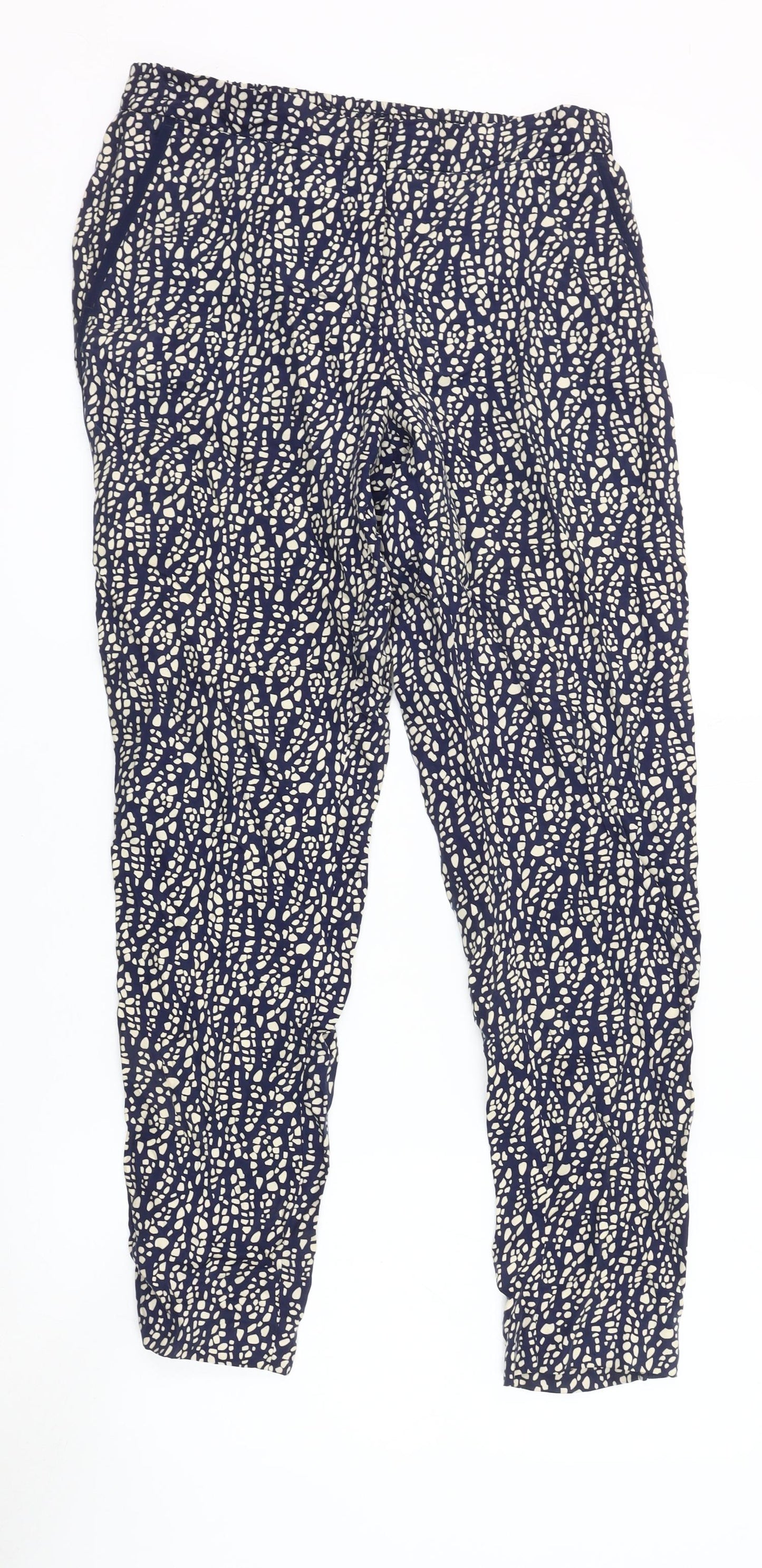 Pure Collection Women's Blue Geometric Trousers Size 10