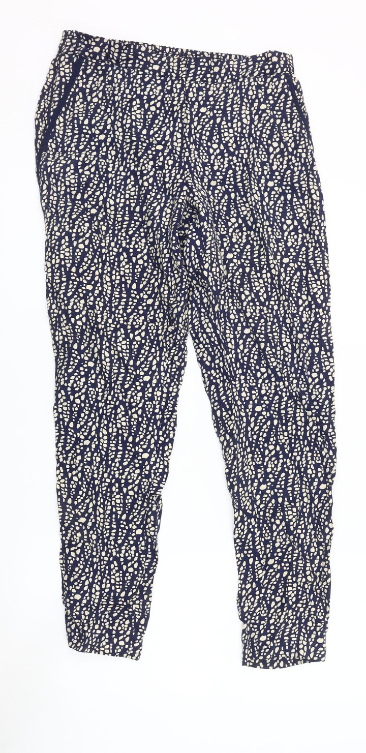 Pure Collection Women's Blue Geometric Trousers Size 10