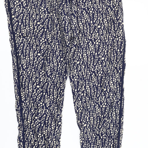 Pure Collection Women's Blue Geometric Trousers Size 10