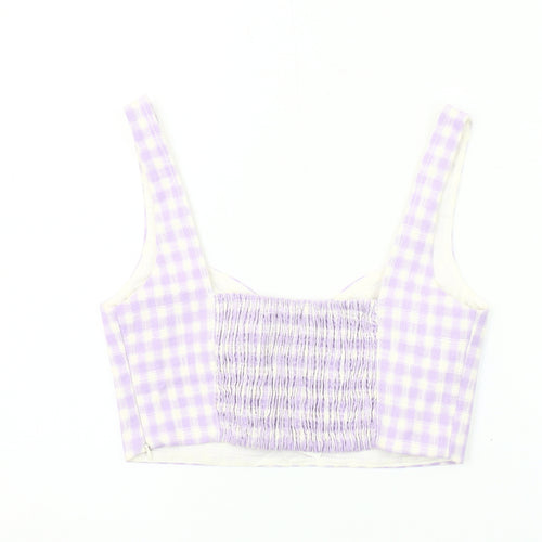 ZARA Women's Purple Check Cropped Top Size 12