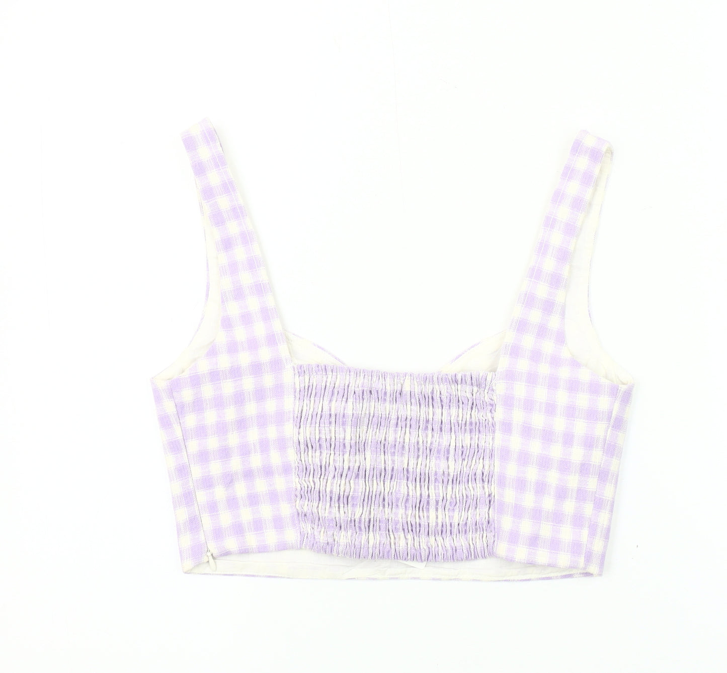 ZARA Women's Purple Check Cropped Top Size 12