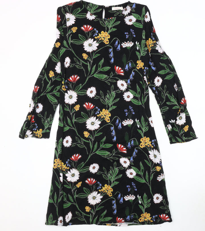 Finery Women's Black Floral Shift Dress Size 10