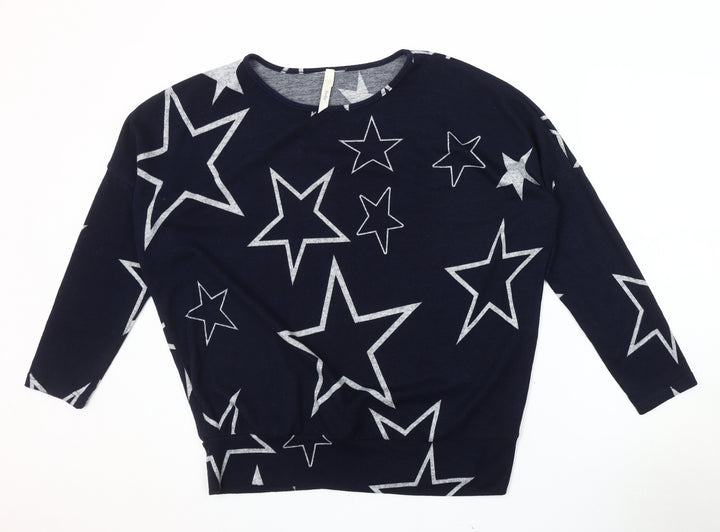 Stella Women's Navy Star Pullover Jumper Size 12