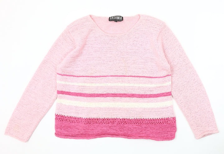 Casamia Women's Pink Striped Pullover Jumper M
