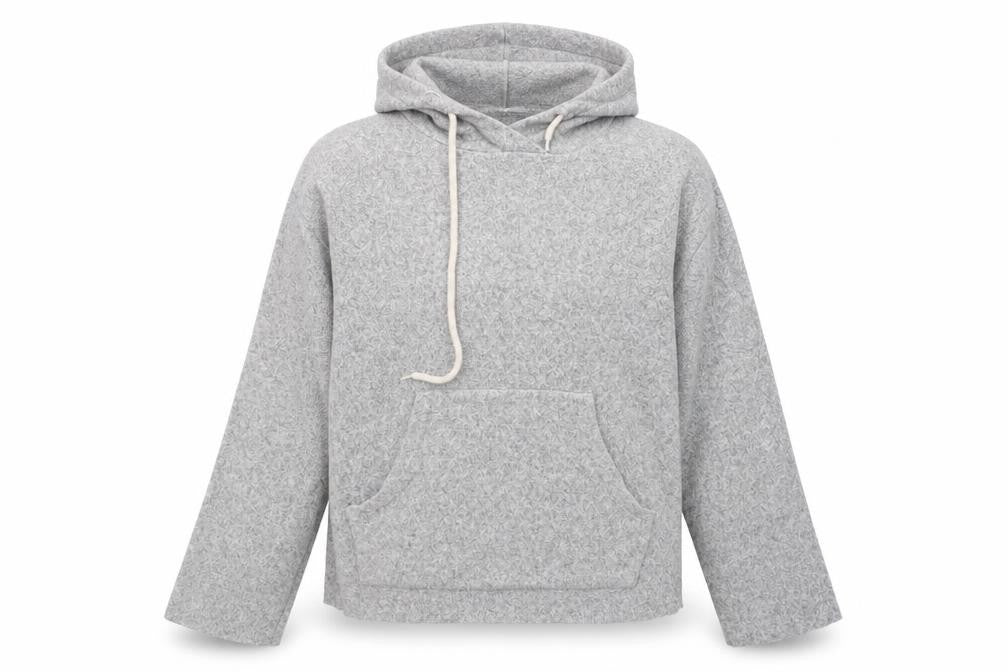 Front view of Zara Women's Grey Knit Pullover Hoodie, size 6