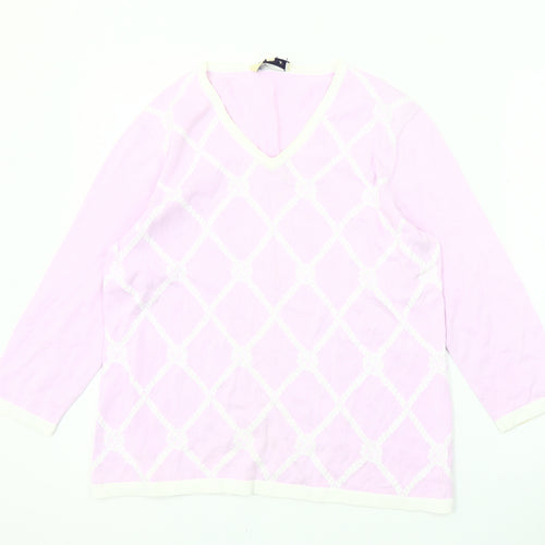 Viyella Women's Pink V-Neck Pullover Jumper L