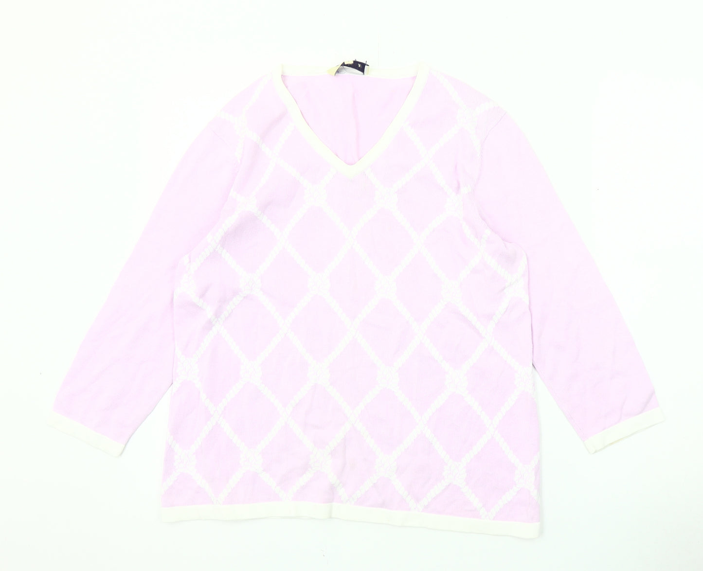 Viyella Women's Pink V-Neck Pullover Jumper L
