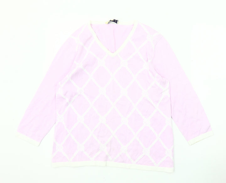 Viyella Women's Pink V-Neck Pullover Jumper L
