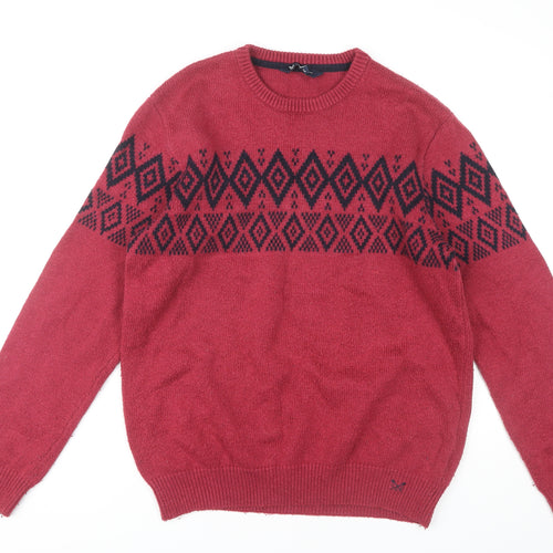 Crew Clothing Men's Red Pullover Jumper L Geometric