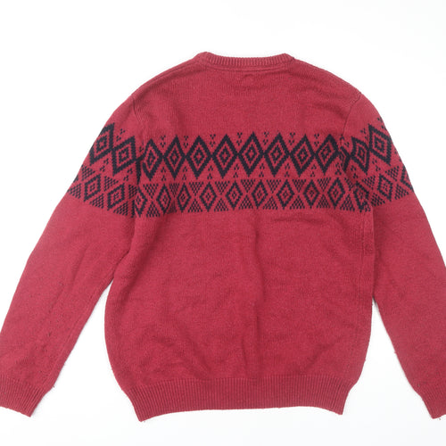 Crew Clothing Men's Red Pullover Jumper L Geometric