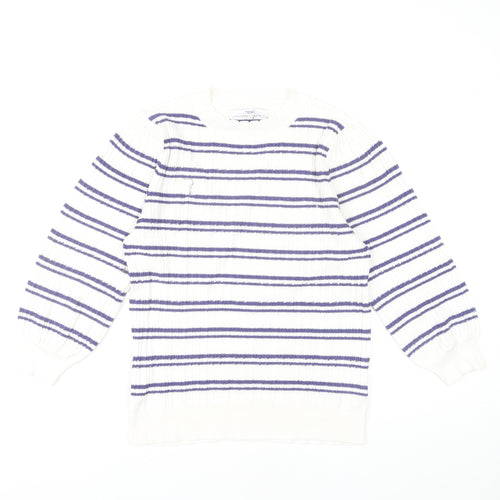 Next Women's Striped Pullover Jumper White Size 12