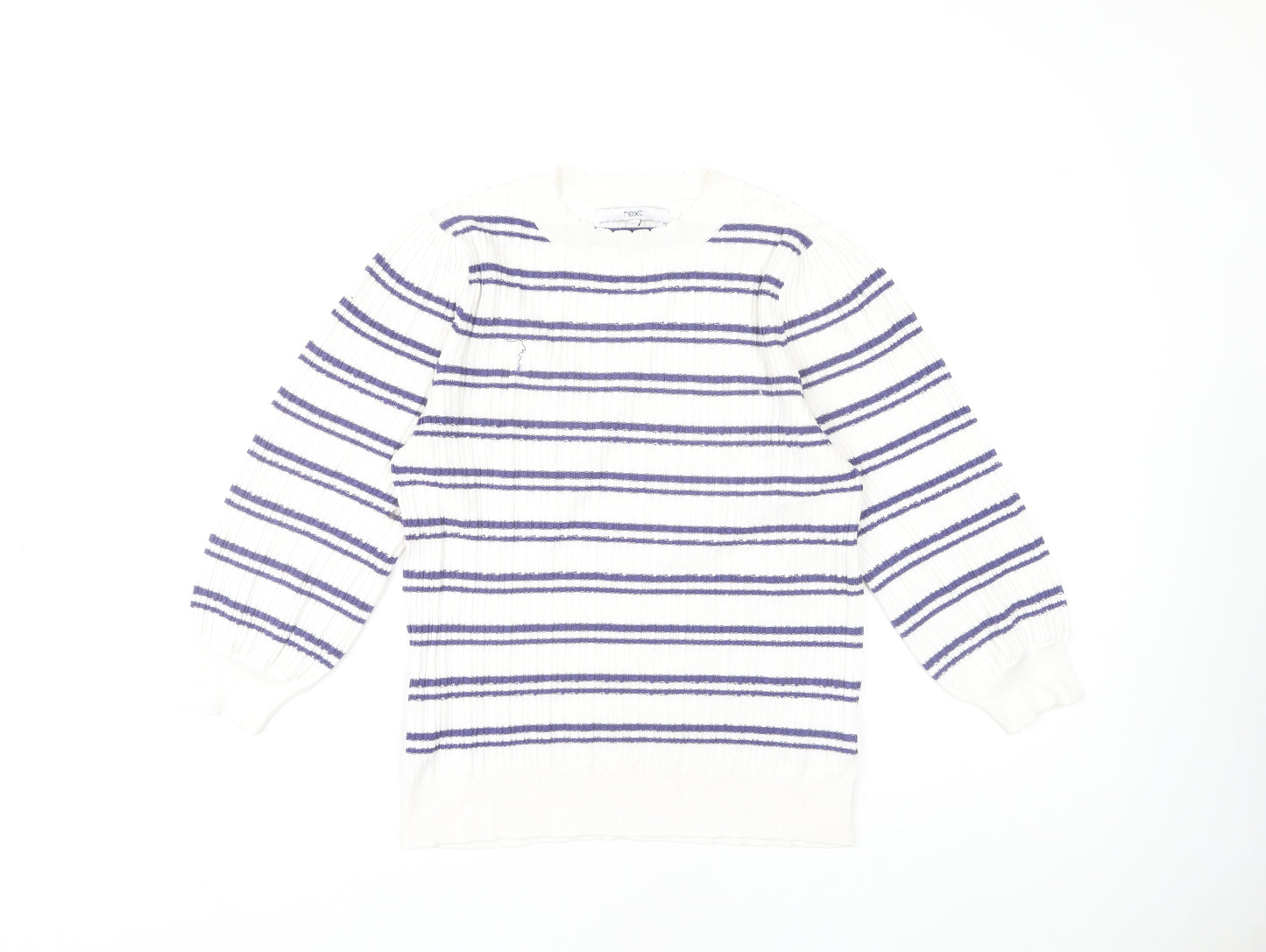 Next Women's Striped Pullover Jumper White Size 12