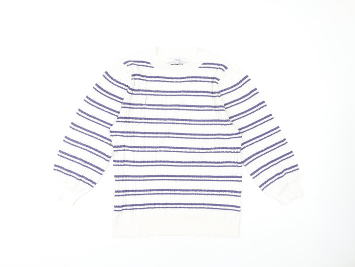 Next Women's Striped Pullover Jumper White Size 12