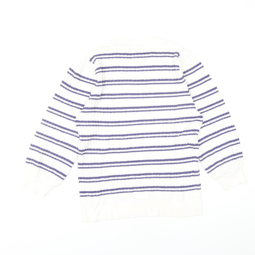 Next Women's Striped Pullover Jumper White Size 12