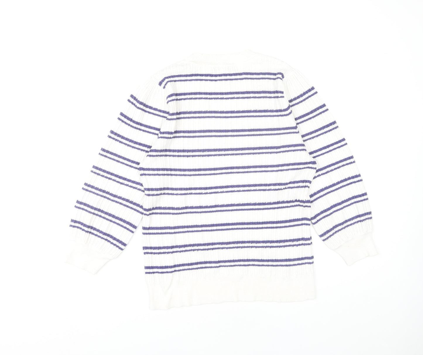 Next Women's Striped Pullover Jumper White Size 12