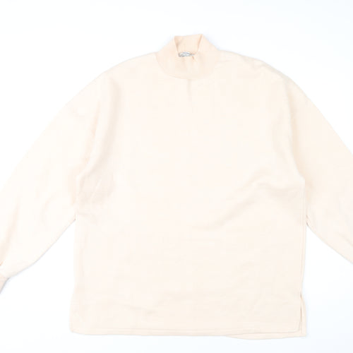Bershka Women's Beige Sweatshirt, Size 14, Mock Neck