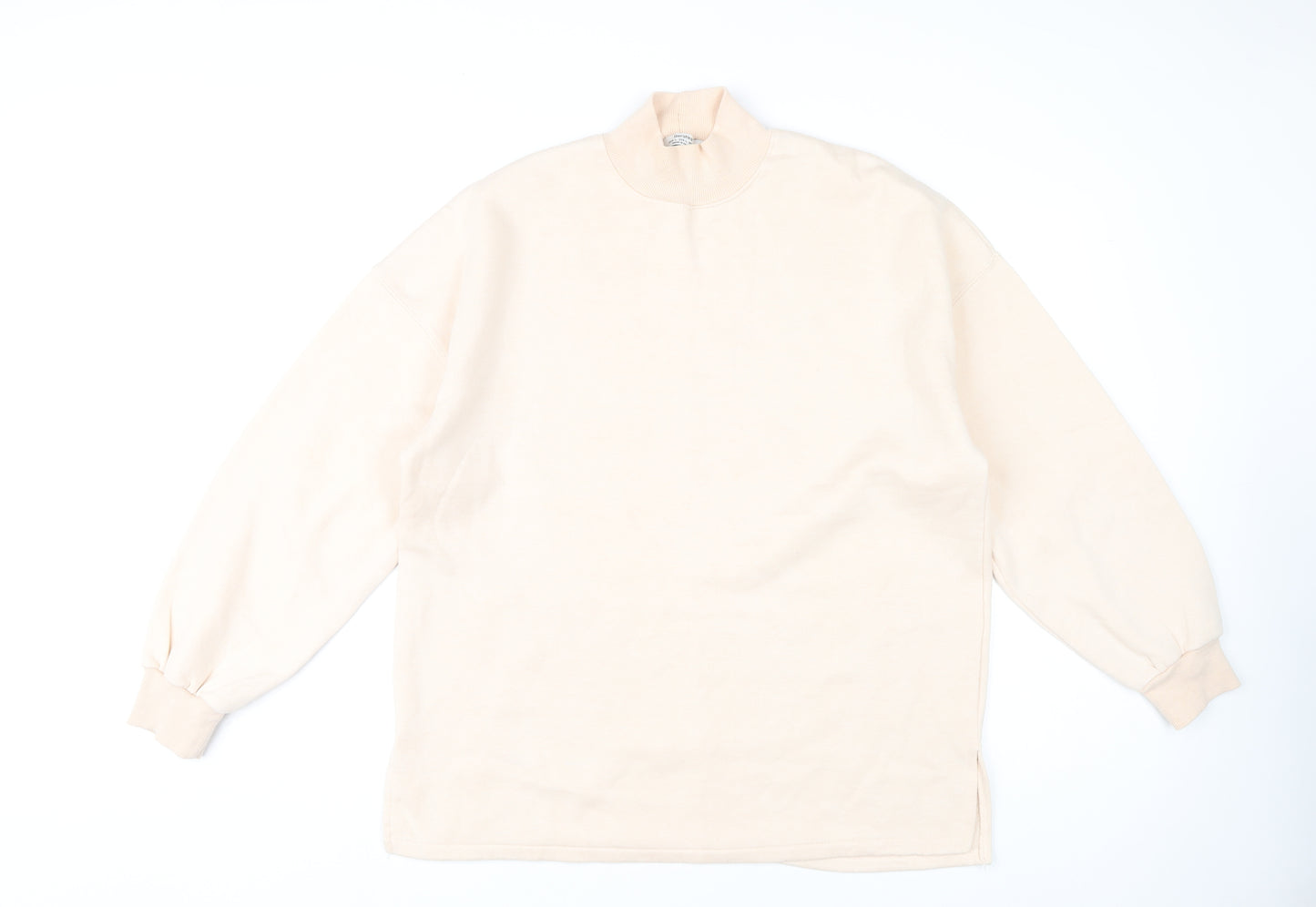 Bershka Women's Beige Sweatshirt, Size 14, Mock Neck