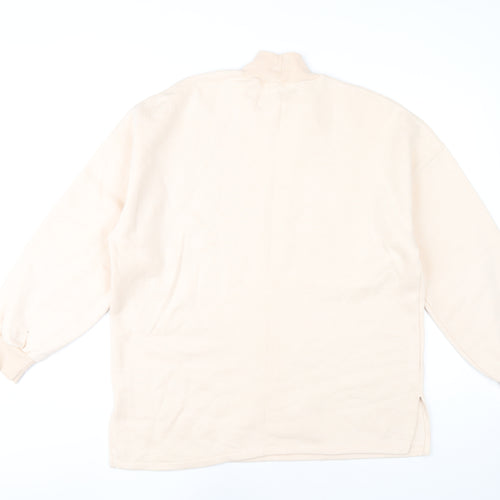 Bershka Women's Beige Sweatshirt, Size 14, Mock Neck