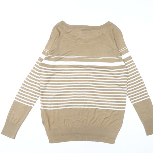 Next Women's Beige Striped Pullover Jumper Size 10