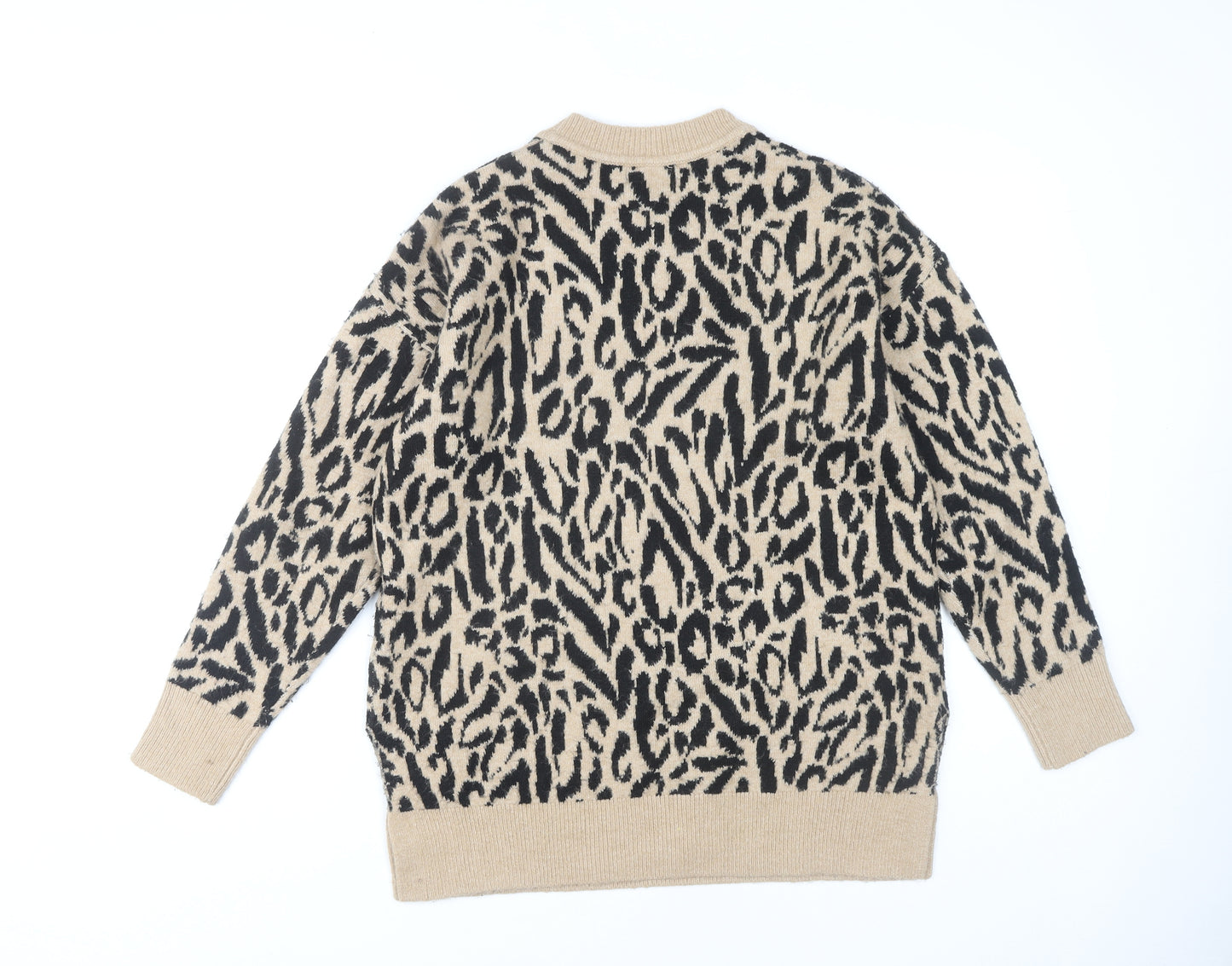 New Look Women's Beige Animal Print Pullover Jumper S