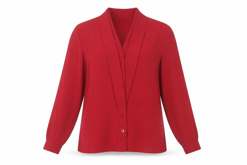 Front view of Alexon Women's Red Long Sleeve Blouse UK 12