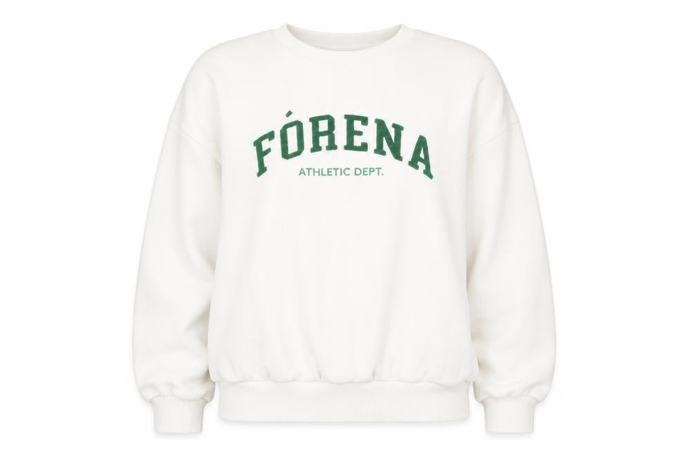 Front view of Fórena Women's White Logo Sweatshirt XS