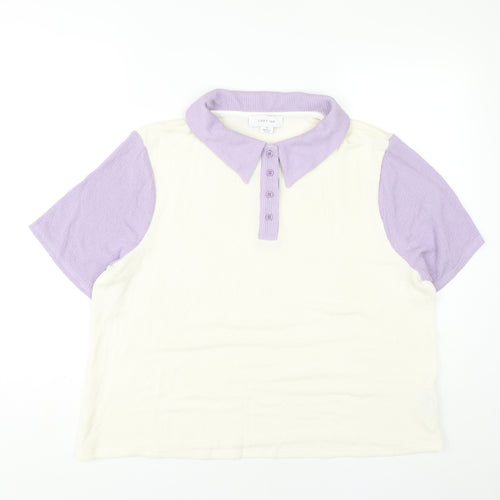 Lost Ink Women's Polo Shirt Purple Ivory Size 20