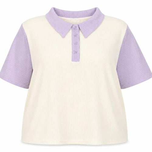 Lost Ink Women's Polo Shirt Purple Ivory Size 20