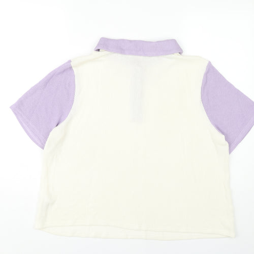 Lost Ink Women's Polo Shirt Purple Ivory Size 20