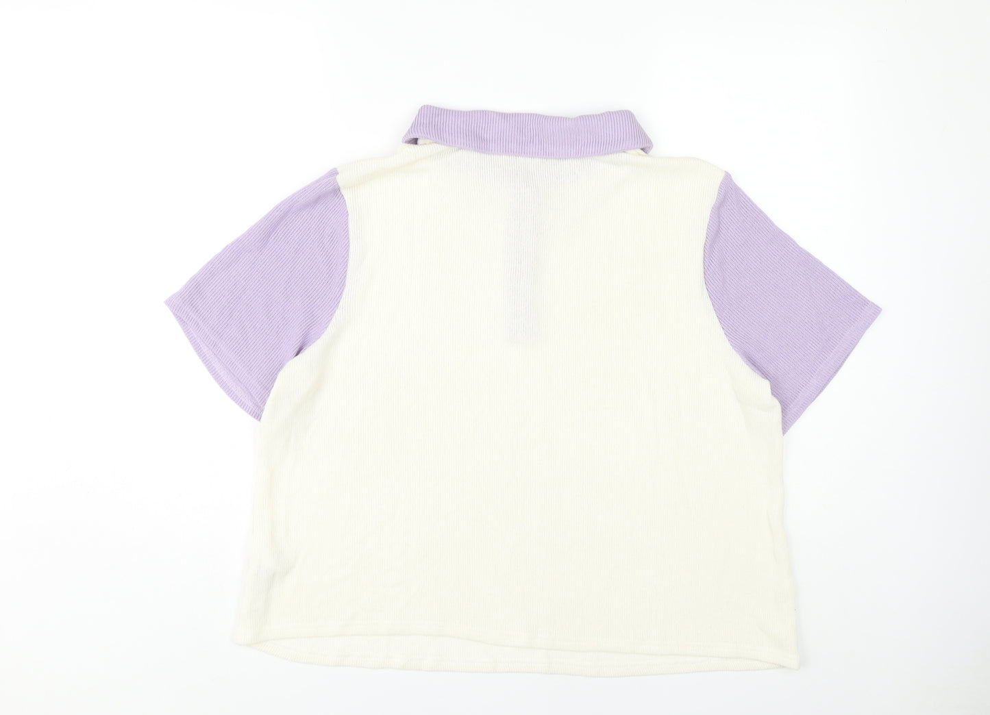 Lost Ink Women's Polo Shirt Purple Ivory Size 20