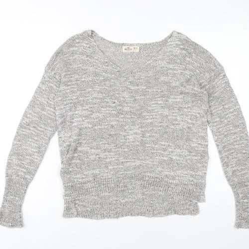 Hollister Women's Grey XS Pullover V-Neck Jumper