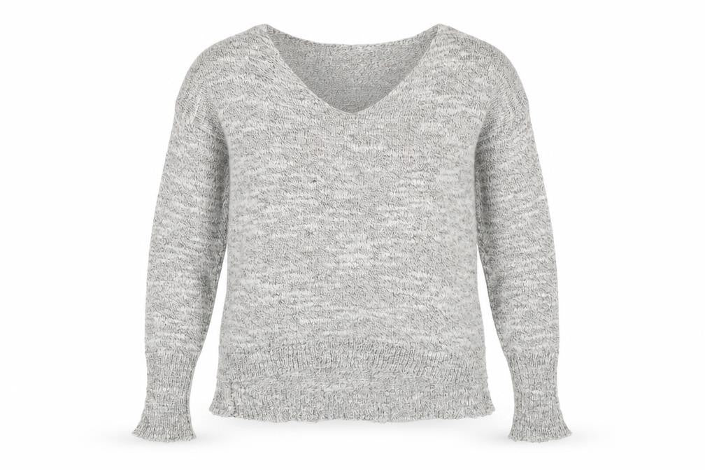 Front view of Hollister Women's Grey XS Pullover V-Neck Jumper