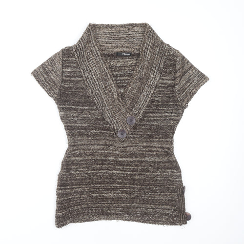 Jane Norman Women's Brown Pullover V-Neck Jumper Size 14
