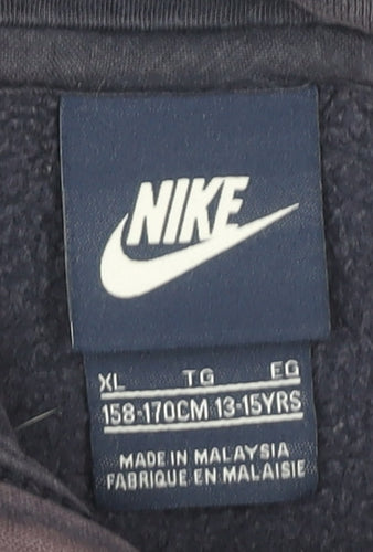Nike Blue Boys Hoodie, 13-15 Years, Pullover, Logo Accent